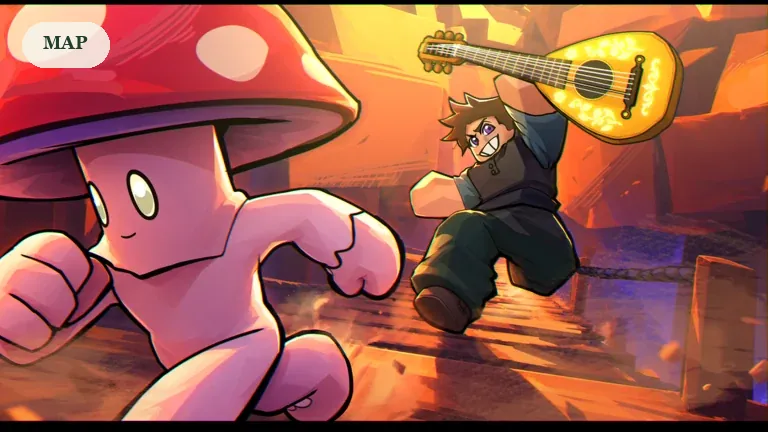 SCROOMS promotional artwork introducing the player’s adventure through its musical woodland, for the area route guide.